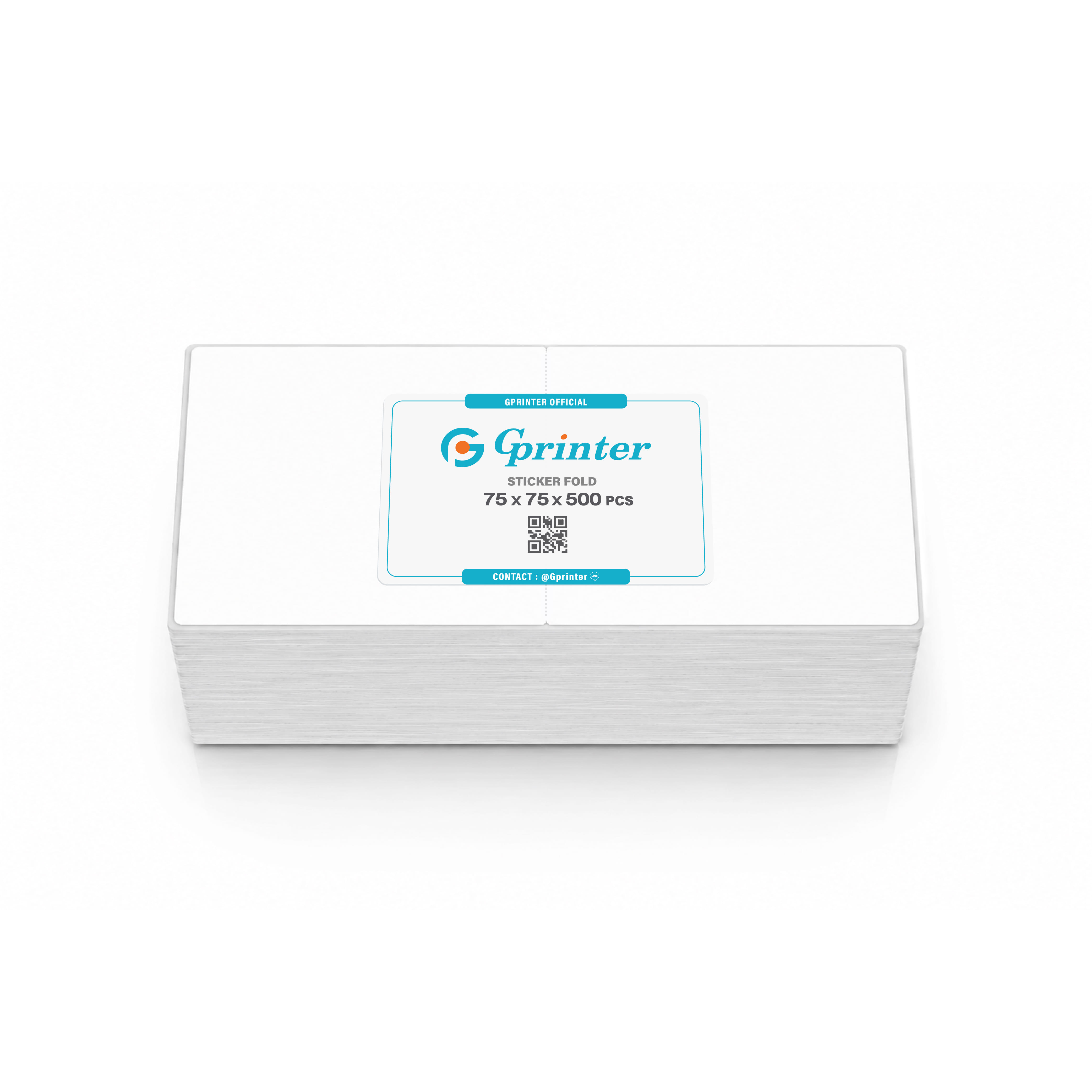 กระดาษสติ๊กเกอร์ความร้อน GPRINTER 100X(75+75) 500 แผ่น แบบพับ LABEL STICKER